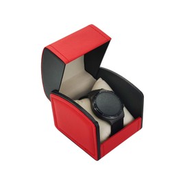 FuninCrea Watch Case, Single PU Leather Watch Travel Case Jewelry Storage Case Organizer with Removable Cushion, Portable Square Watch Box Bracelet Holder for Most Watches, Smart Watch(red)