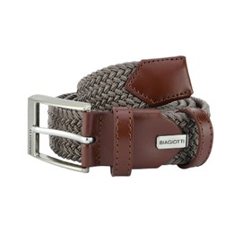 Biagiotti Men's and Women's Braided Elastic Belt with Genuine Leather Inserts and Gift Box, Turtle dove