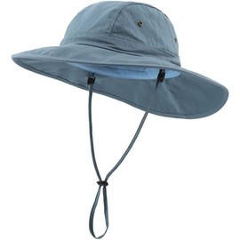 Connectyle Outdoor Men's Summer UPF 50+ Safari Hat, Wide Brim, UV Protection, Fishing Hat, blue