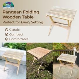 BYER OF MAINE Pangean Folding Wooden Side Table – 22" L x 20" W x 20" H – Portable Compact Outdoor Table – Folding Hardwood Table for Patio, Porch, Balcony, Camping & Garden Use