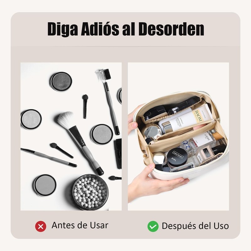 Bolsa de Cosmeticos de Viaje para Mujer, Cosmetiquera de Piel