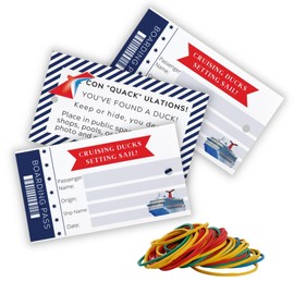 Cruising Ducks Boarding Pass Hang Tag with Rubber Bands | 30 Pack | Tags 2 x 3.5" inches Business Card Size | #CruisingDucks Oh What Luck!