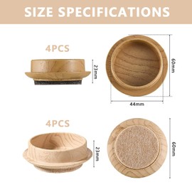 CYH 8 Pcs Felt Floor Cups 45mm Round Furniture Felt Castors Non Slip Floor Furniture Pads Protector for Chair Legs, Protect Your Wood Laminate, Wooden, Tile & Lino Floors from Scratches
