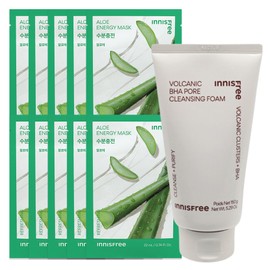 (10 sheets) Innisfree Energy Mask Aloe + Volcanic Pore Baja Cleansing Foam 150g / (10매)이니스프리 에너지 마스크 알로에+화산송이 모공 바하 클렌징 폼150g