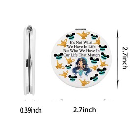 WUSUANED Princess Jasmine Makeup Mirror Princess Character Mirror Fairy Tale Inspired Gift Jasmine Lover Gift (Jasmine Princess Mirror Silver)