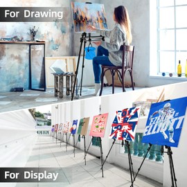 Newzealkids Artist Easel Stand Painting Stand Art Easel, 20" to 61" Art Easel for Painting Canvase & Displaying, Aluminum Adjustable Height Display Tripod with Portable Bag/Folding Keg/Apron.(Black)