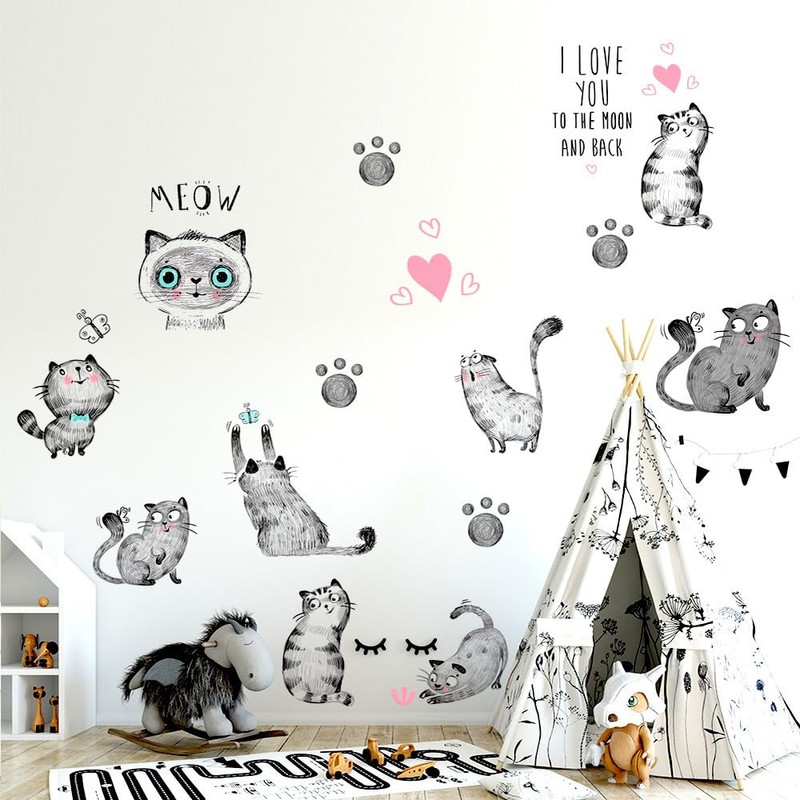 Fujitoya Wall Sticker Cat Removable Wall Sticker Sticker Cute 3D