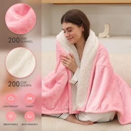 ESTINGO Heated Blanket King, Dual Control Electric Blanket King Size with 5 Heating Levels & 10 Hours Auto Off, Machine Washable Plush Heating Blanket for Bed Office 100" x 90", Pale Pink