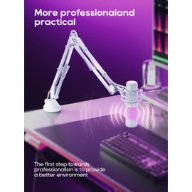 M05 Boom Arm, 360° Rotatable Microphone Stand with Desk Mount (White M06 (Overhead))