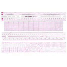 Regla para Costura, Juego de 4 Reglas Multifuncionales de Plástico Transparente para Creación de Patrones de Ropa e Ilustración