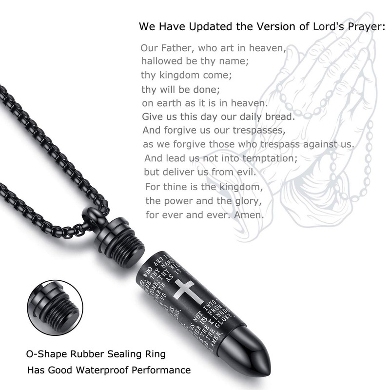 Stainless Steel Urn Necklace For Ashes Bullet Shaped Cremation Urn