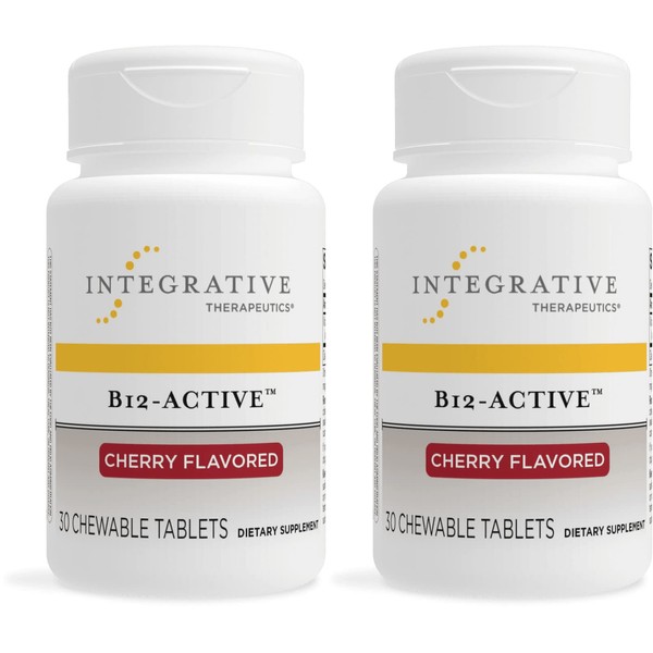 Integrative Therapeutics B-12 Active, Vitamin B12, Supports Nerve Function*, Cherry Flavored, 30 Chewable Tablets - 2 Pack