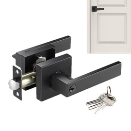 Doorknob with Lock and Key,3-Bar Modern Door Handle Three-Bar - Aluminum Alloy Heavy Duty Entrance Door Handleset Silent for Bedroom Bathroom Front Door Gate Garage