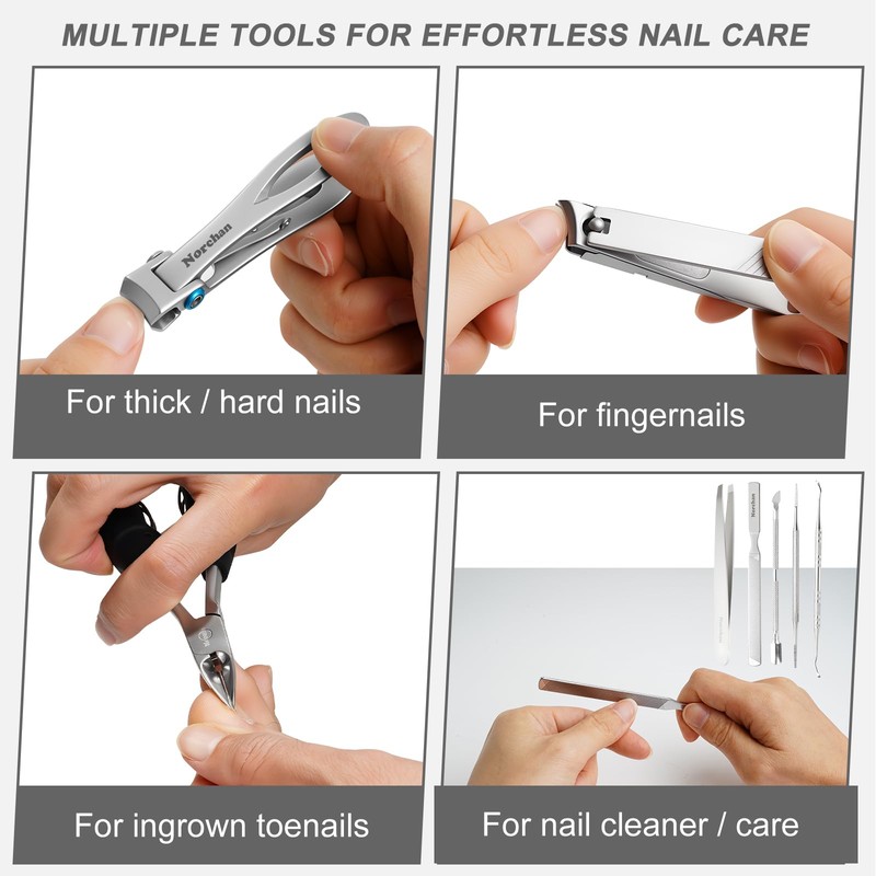 NORCHAN Heavy Duty Toenail Clipper Set for Seniors with Case