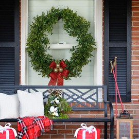 Christmas Wreath Hanger For Glass Front Door [Set of 2] Giant Suction Wreath Hanger, Hang Large or Heavy Wreaths Securely on Glass Doors and Windows up to 10 Lbs - Heavy Duty Wreath Holders - USA Made