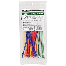 Ohm Electric LT-200W50CAS 09-1271 OHM Cable Ties Assorted Color Lock Ties, 7.9 inches (200 mm), 50 Pieces, Mixed Colors