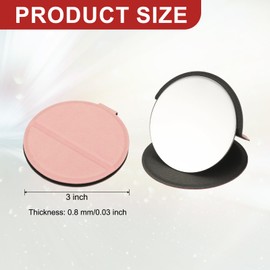 uxcell Small Round Pocket Mirror for Purse, 3 Inch Stainless Steel Compact Makeup Mirror with Leather Case, Travel Mirror Handheld Mirror for Women, Girls, Purse, Gift(Pink)