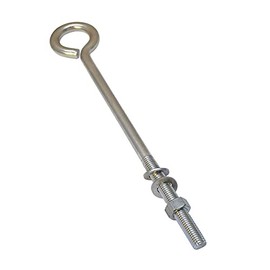 Marine Stainless Steel 1/2 Inch x 10 Inch Turned Eye Bolt Nut and Washer Forge Style