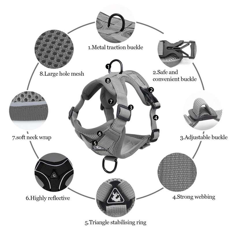 Wanheart Summer cat Chest Harness and Leash, Anti-Escape Adjustable Soft