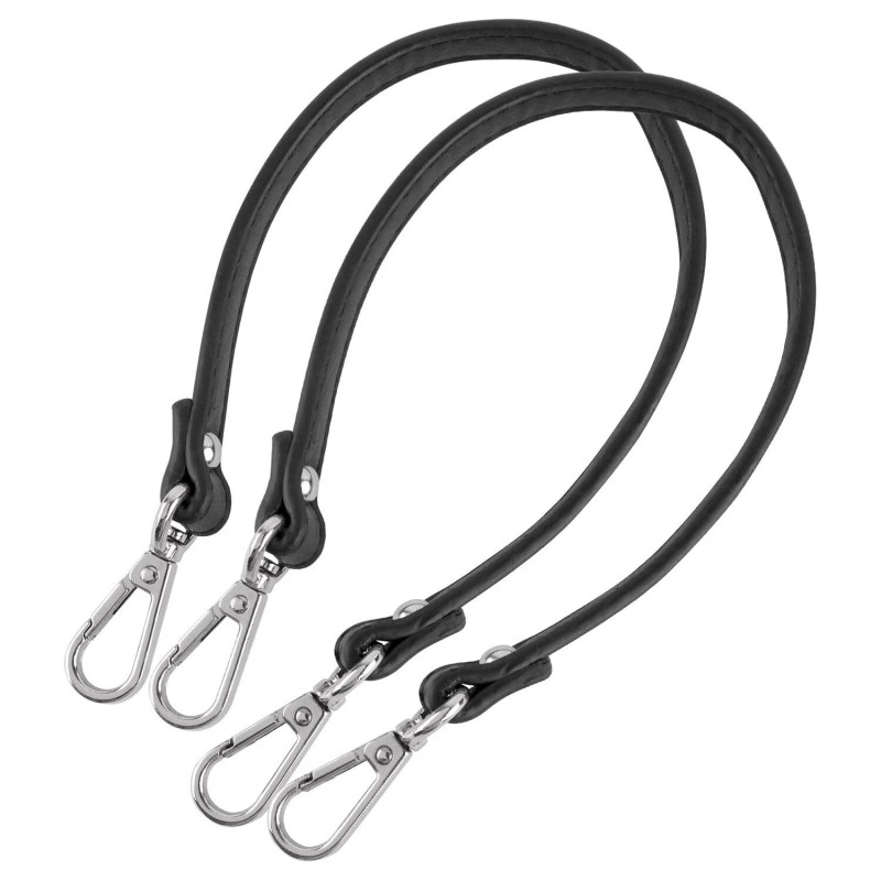 Framendino 2 Pack Black Purses Leather Replacement Handles Straps with
