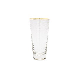 Vikko Drinking Glasses, 14 Oz Elegant Glass Cups, Set of 6 Hammered Glass Cups with Gold Rim for Water or Juice, Highball Glass Tumbler & Water Glasses for Drinking
