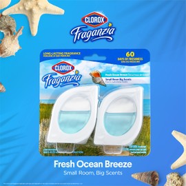 Clorox Fraganzia Small Rooms Air Freshener, Fresh Ocean Breeze - Peel & Place Air Freshener, No-Plug, Battery-Free for Closets, Laundry Room, Entry Way, Bathroom, Locker, 0.25 Fl Oz Each, 2 Count
