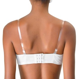 Allegra K 1Pair Non-Slip Clear Bra Straps Replacement Invisible Transparent Bra Shoulder Straps Width: 1.0cm/ 3/8" Clear-White and Clear Buckle
