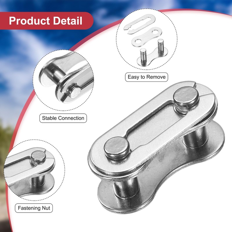 sourcing map 4pcs Bicycle Missing Link Half-Link Reusable Steel Bicycle