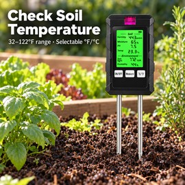 6-in-1 Digital Soil Tester – pH, Moisture, Fertility, Temperature, Humidity & Light Meter with Backlit Display