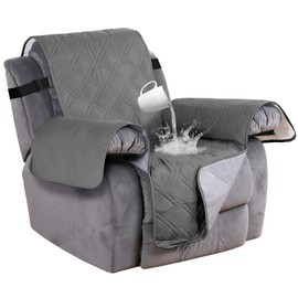 Turquoize 100% Water Proof Recliner Chair Covers Pet Furniture Cover for Leather Recliner Protector Slip Covers for Pets Cats Couch Covers with Non Slip Backing (Oversized Recliner: Dove)