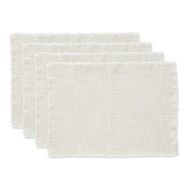 DII Linen Tabletop Collection Machine Washable, Placemat Set, 14.5x20.5, Cream, 4 Piece