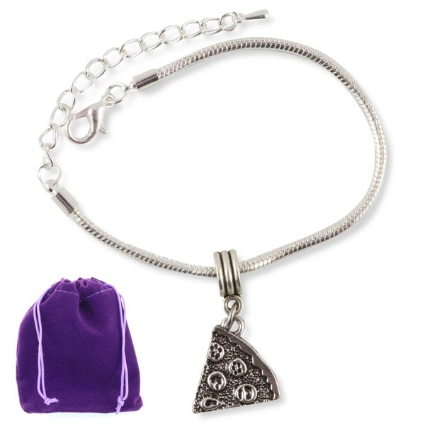 Pizza Bracelet - Stainless Steel Snake Chain with Metal Alloy