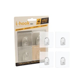 i-hook Mini (4 Pack) – Nano Suction Technology, Reusable & Relocatable, Holds Up to 2kg, Heat & Water Resistant, Easy Installation, Ideal for Keys, Kitchen Utensils, and Small Items – 4.7 x 4.7 cm