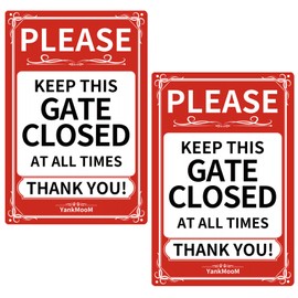 YankMooM 2 Pack Please Keep the Gate Closed Sign,30 x 20cm Metel Aluminum Door Sign Please Close the Gate Door Safety Sign UV Resistant Waterproof Durable Easy Mounting Indoor or Outdoor Use