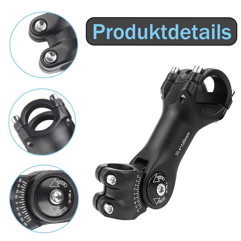 aghoer Bicycle Stem, Bicycle Handlebar Riser 25.4 mm, 165 mm