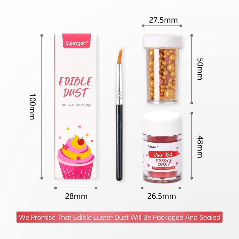 Sujoygar Wine Red Edible Luster Dust, Food Grade, 4g, Edible