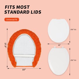 Baahrnom Luxury Soft Microfiber Toilet Lid Cover Machine Washable Solid Toilet Seat Cover 17.5" x 15" Adjustable Rubber Backing Fits Most 16-17.5" L x 14-16" W Round Oblong and Elongated Toilet Seat