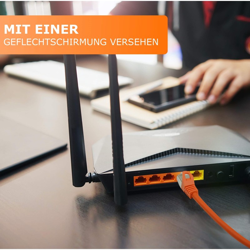 1aTTack.de 3,0m - orange - 1 Stück CAT.7 Netzwerkkabel Patchkabel
