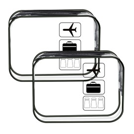 2 Pcs Clear Travel Toiletries Bag,Waterproof Toiletry Bag,Airport Security Liquids Bags,Portable Transparent Bag,Travel Pouch,Multifunctional Cosmetics Bag(Transparent Black)