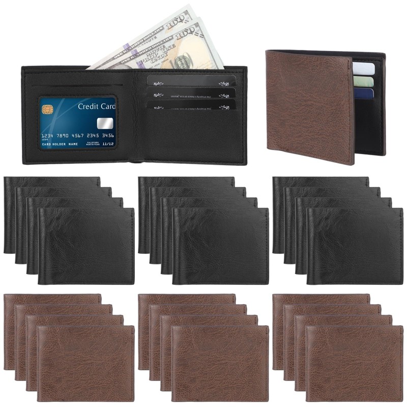 OMISTAR 24 Pcs Leather Wallets for Men, Men's PU Leather
