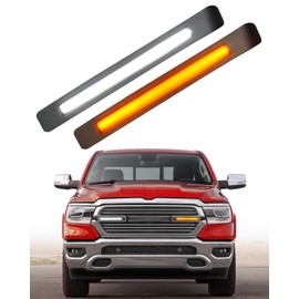 OKLSG LED Grille Light Bars for 2019-2024 Dodge Ram 1500 Laramie Raptor Bumper Marker Lights with Sequential DRL and Turn Signals (Style Without Stars)