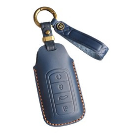 ontto Cowhide Car key cover fit for Chery Tiggo 8plus Tiggo 8 New 5 Plus 7pro Max Omoda 5 C5 key holder handmade leather case keyring keychain Smart Shell bag Accessories 4 buttons Blue A