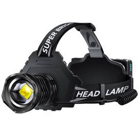 AKNEAR Rechargeable LED Headlamp Super Bright, 99000 High Lumens Head Lamp Zoomable, 95 Hours Long Lasting & 12 Mode &125° Adjustable Waterproof Head Light for Outdoor, Camping, Hard Hat
