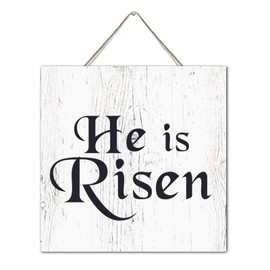 Modern Wall Decor Wood Wall Sign He Is Risen Antique Wall Art Wood Plaque Sign 12x12 Inch Wooden Hanging Signs Home Decor for Table Window