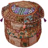 Stylo Culture Cotton Patchwork Embroidered Osmanische Cover Brown Floral Ottoman
