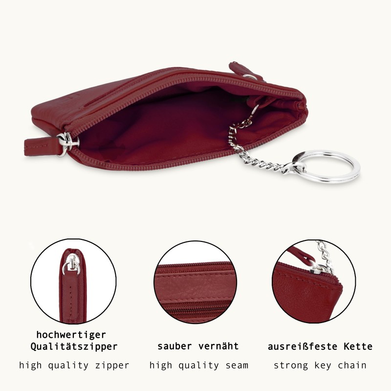 LEDEROW Leather Key Case [2 Separate Compartments] Zip for Men