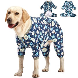 LovinPet Giant Dog Pajamas, Jellyfish and Starfish Deep Sea Print, Lightweight Pullover Large Puppy Pajamas, Large Breed Full Coverage Dog Jammies, Pet PJ's/Large