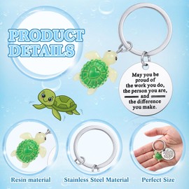 Huquary 15 Set Employee Appreciation Gift Bulk Sea Turtle Keychain with You're Turtley Awesome Cards Inspirational Keychain Patient Access Week Social Worker Gift for Teacher Nurse Team Graduation