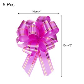 MECCANIXITY 5pcs 4 Inch Large Pull Bow Metallic Rose Red Gift Wrapping Bows with Gold Edge for Wedding Baskets Presents Christmas