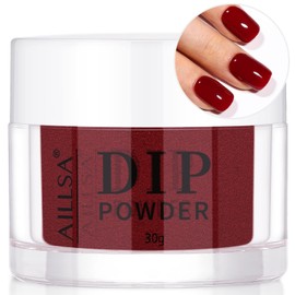 AILLSA Dip Powder Wine Red for Valentine's Day, Red Dip Powder Nail 1 Oz Burgundy Nail Dipping Powder French Nail Art for Starter Manicure Salon DIY at Home, Fall Winter Dip Powder Colors for Women
